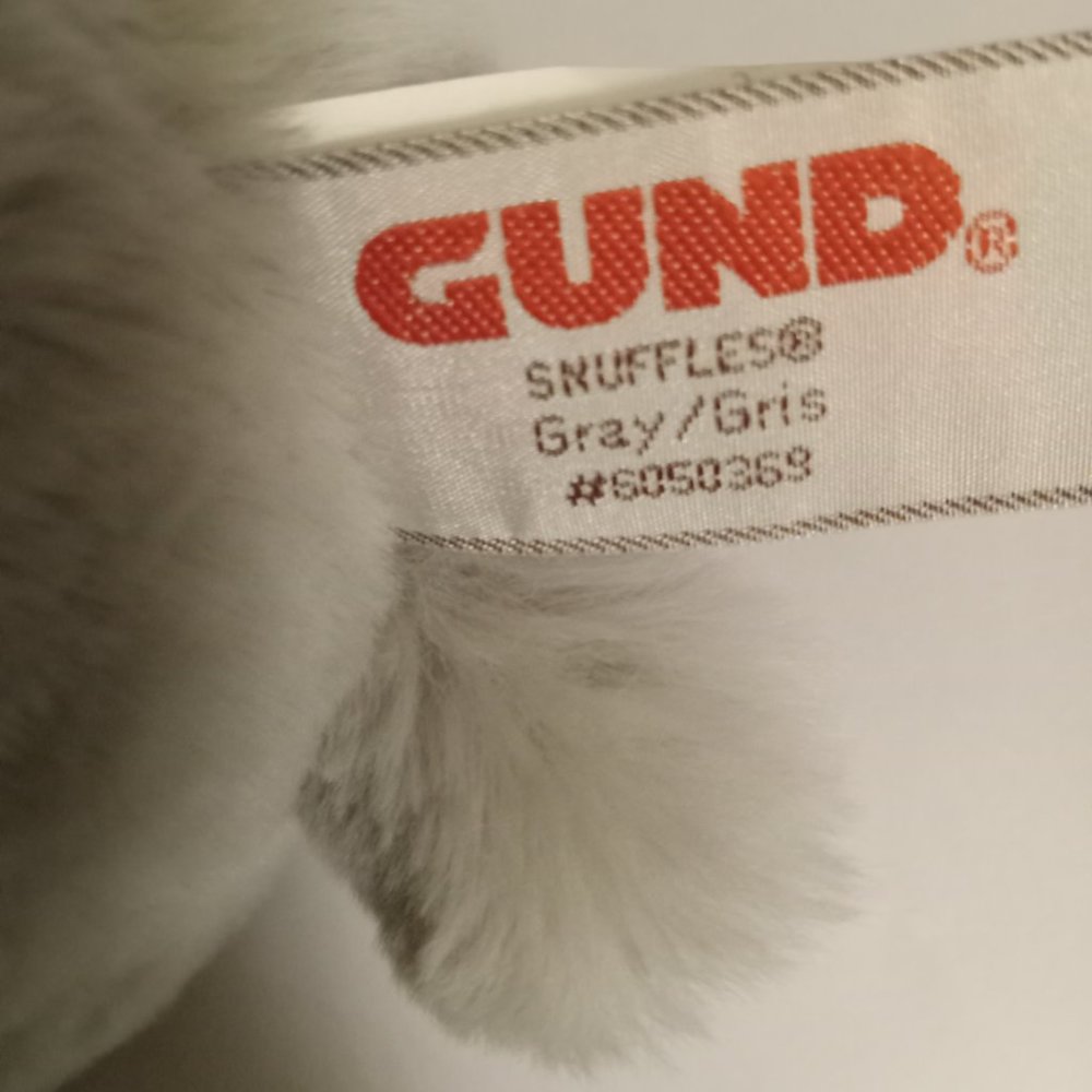 GUND Snuffles Gray with white super soft stuffed animal New - Picture 5 of 5